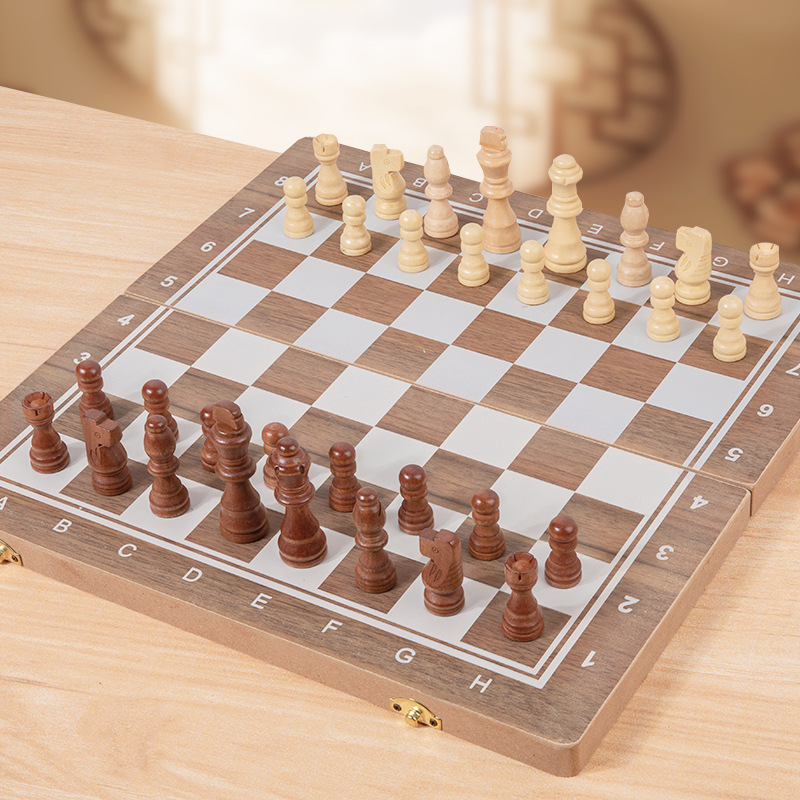 Esquina redonda de madera transfronteriza ajedrez plegable dos en uno ajedrez de calidad ajedrez competitivo juguete educativo