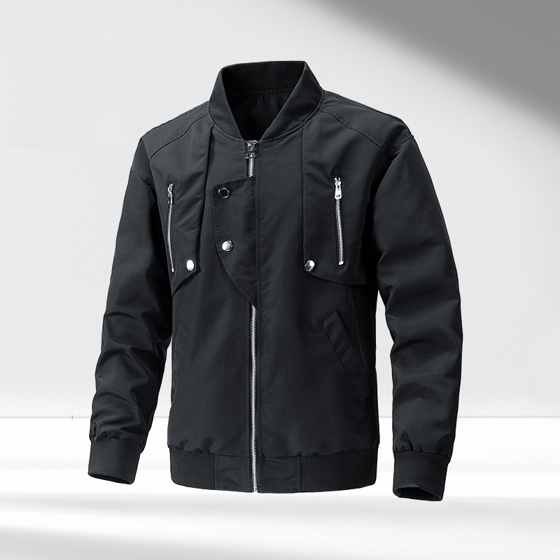 Nuevo comercio exterior transfronterizo traje de vuelo hombre chaqueta casual de color sólido herramienta chaqueta de remaches chaqueta retro americana para hombres