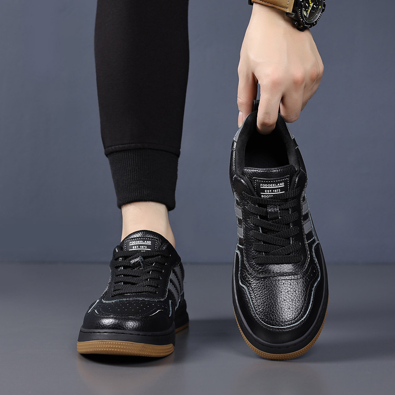 Zapatos casuales de cuero de vaca para hombres, zapatos de suela gruesa, marca de moda, zapatos de cuero transpirables, zapatos blancos para hombres, zapatos para hombres