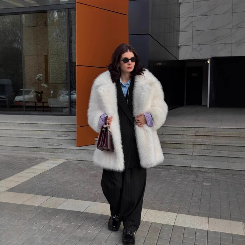 Artificial Fur Grass Coat Lazy Style Mid-Length Imitation Fox Fur Artificial Fur Coat
