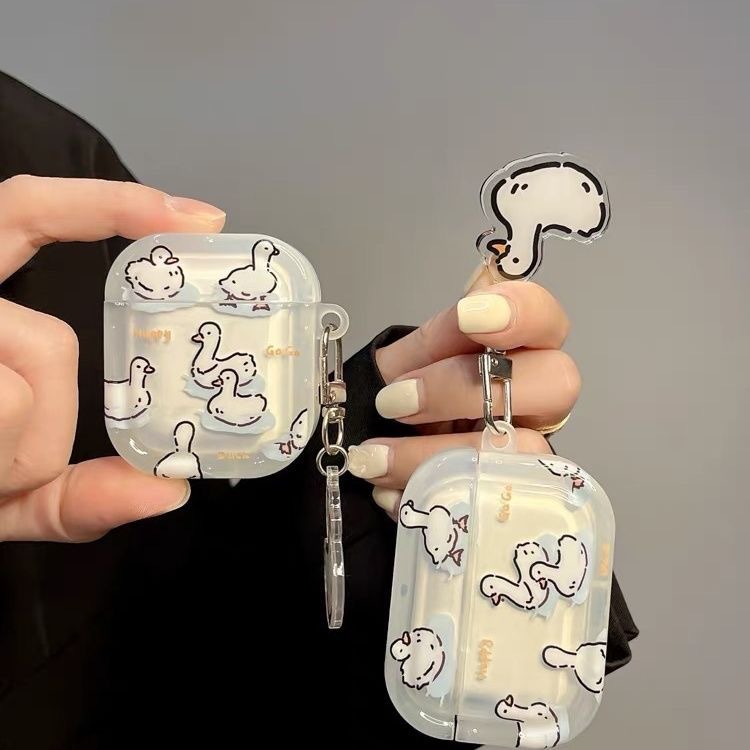 Ins Cartoon Swimming Duck Airpods4 Cover para Apple Pro3 Cover de auriculares Colgante