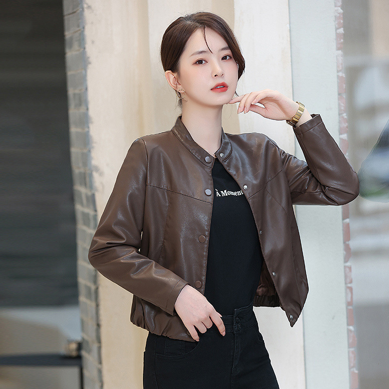 宽松显瘦皮衣女夹克短款外套2025春秋新款韩版小个子休闲PU机车服|undefined