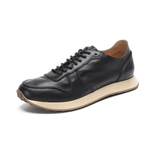 夏季商务运动休闲时尚皮鞋男士简约百搭头层牛皮复古真皮阿甘男鞋