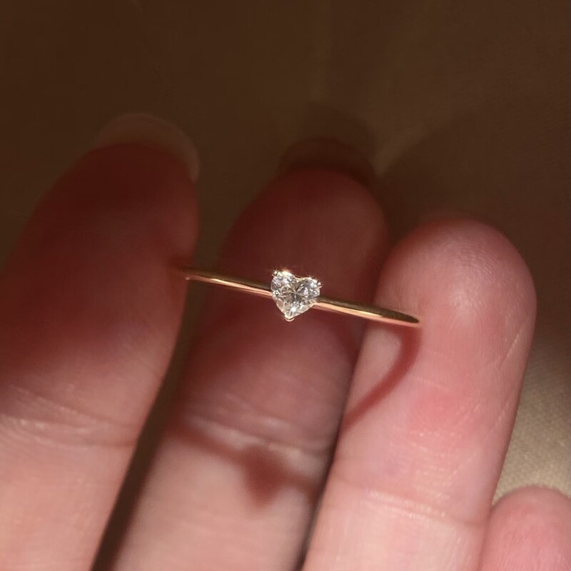 New Minimalist Gold Pigment Ring Heart Sparkling Diamond Ring Women's Versatile High-End Adjustable Ring Niche Design