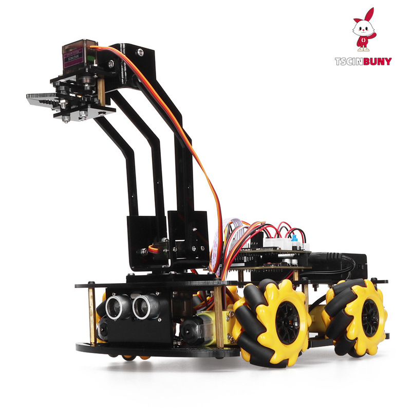 Compatible with Arduino Remote Control Mecanum Wheel Ultrasonic Obstacle Avoidance and Tracking Manipulator Robot Car Kit