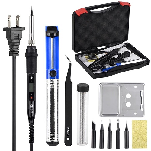 908S 110V 220V 80W Temperature Control Soldering Iron Plastic Tool Box Set with Adhesive Box Set
