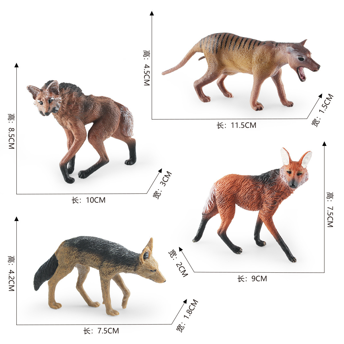 Modelo realista de lobo de pradera transfronterizo, juguete educativo para niños, lobo mancuzo, lobo brasileño, dingo, lobo de espalda negra, pieza de exhibición estática