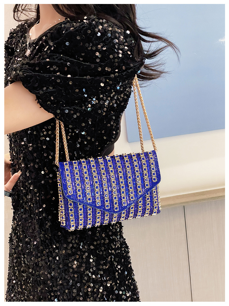 Cross-border bag bestsellers: Women's bag, chain, super shiny diamond-encrusted small square bag, crossbody bag, fashionable and versatile, socialite dinner bag undefined