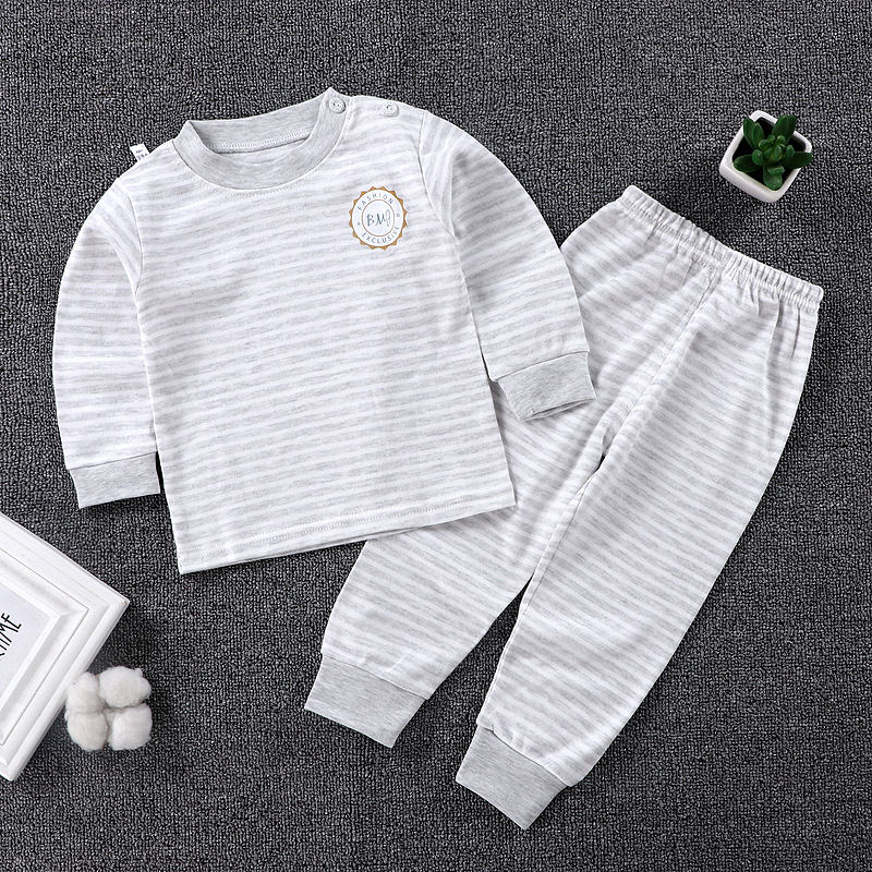 회색 스트립 속옷 세트 가슴 라벨 랜덤