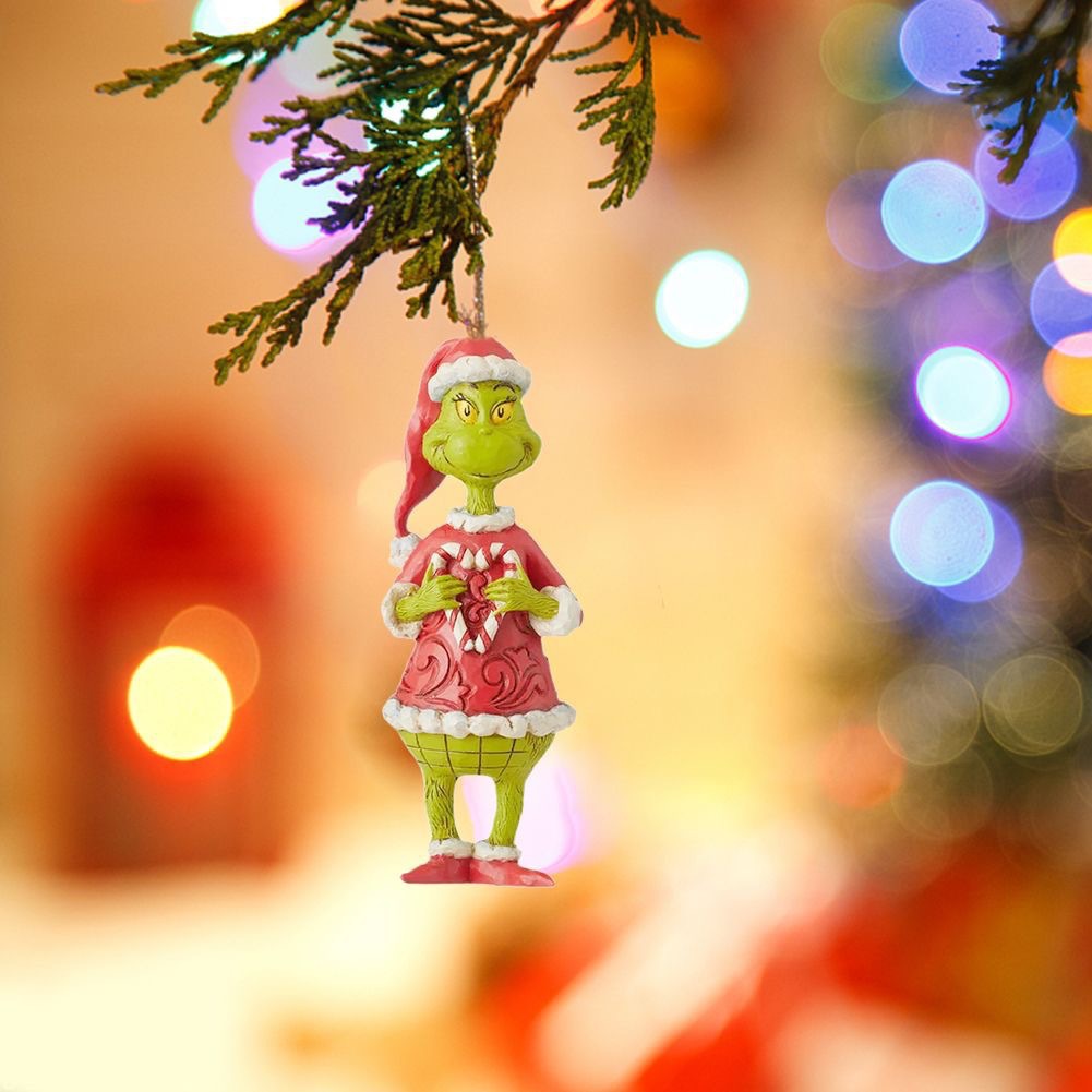 2023 nuevos productos monstruos de pelo verde decoración de Navidad colgante de dibujos animados colgante de árbol de Navidad decoración interior de automóviles de Navidad image 4
