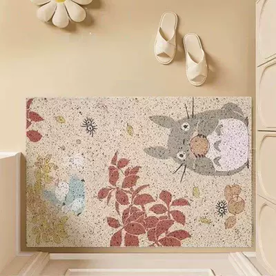 Customizable Pvc Door Mat, Avtomobil döşəmə paspasları - totoro-and-autumn-chestnuts-4060cm-silk-circle
