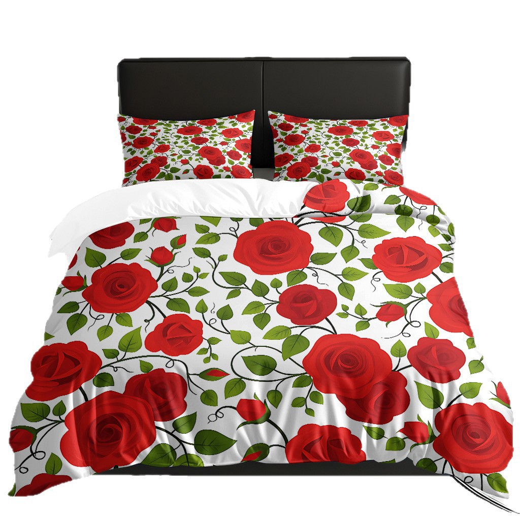 TEMU / JIT multivariado rosa digital impresión set edredón suave piel transpirable fábrica de origen textil