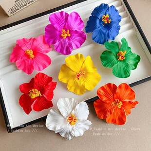 Orange hairgrip, cute universal hair accessory, flowered