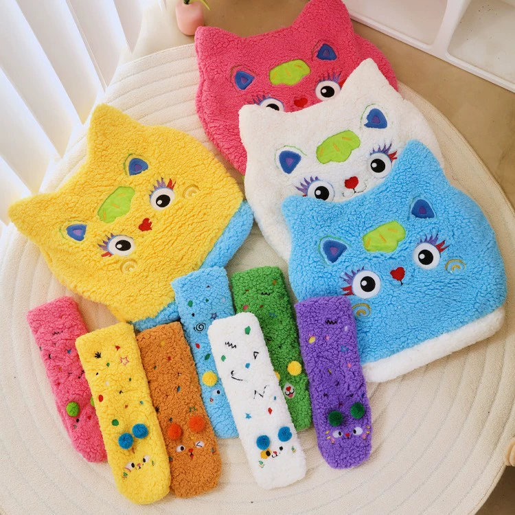 Velvet keep warm cute cartoon socks, increased thickness, with embroidery