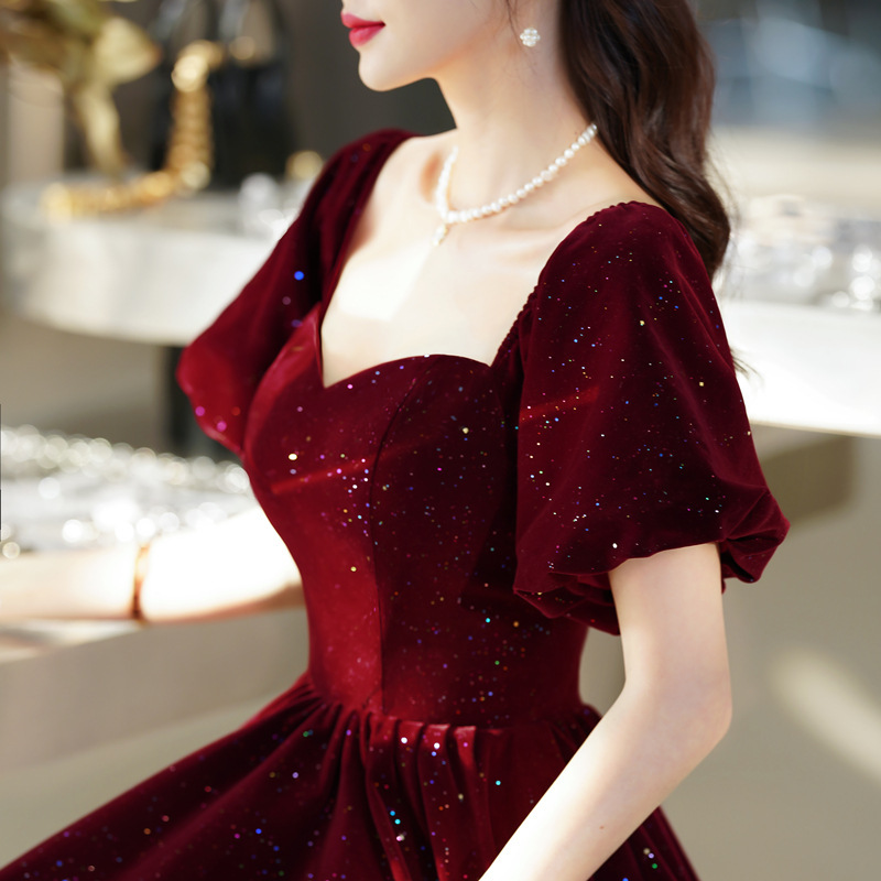 Bride's Toast Dress 2026 New Summer Wedding Engagement Homecoming Maternity Evening Dress Velvet Princess Dress for Women Bride's Toast Dress 2026 New Summer Wedding Engagement Homecoming Maternity Evening Dress Velvet Princess Dress for Women