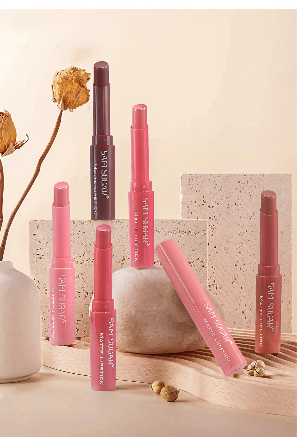 SAM SUGAR 6-color velvet matte Lipstick pen Easy to apply bevel rotating Lipstick undefined