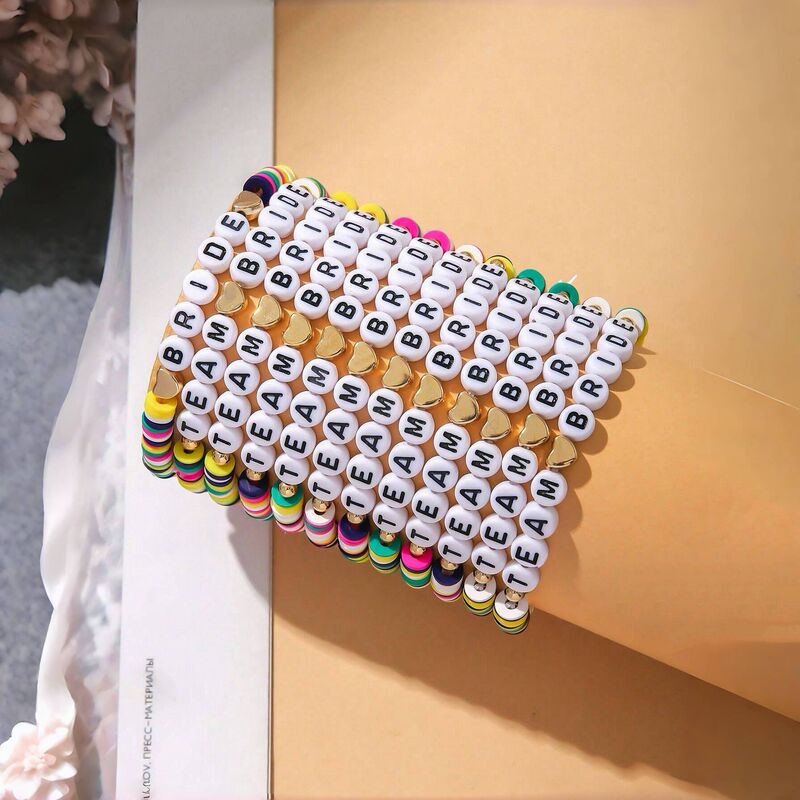 Cross-border Hot Sale Colorful Soft Pottery Bride Fashion Bracelet suit Bridesmaid Exclusive Bracelet suit Letter Bracelet suit