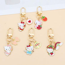 可爱凯蒂猫花朵钥匙扣卡通kt猫咪书包挂件学生女孩小礼品跨境热销