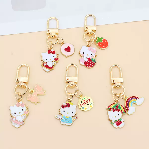 Cute Hello Kitty Flower Keychain Cartoon Kt Cat Bag Pendant Student Girl Small Gift Cross-border Hot Sale