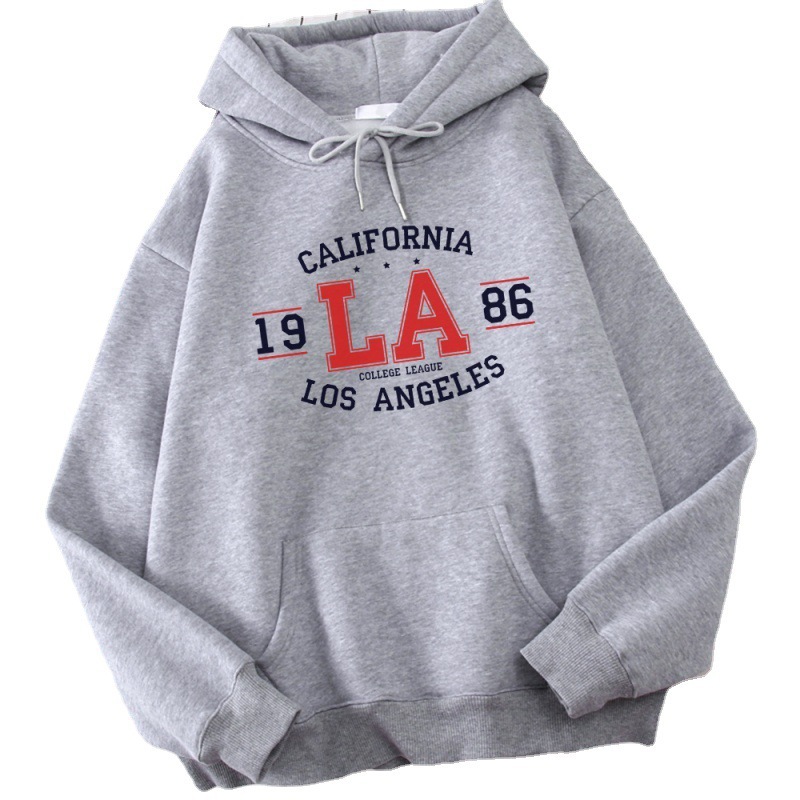 Sudadera con capucha estampada transfronteriza de Los Angeles para hombres y mujeres otoño e invierno más suéter de terciopelo alrededor de hoodie