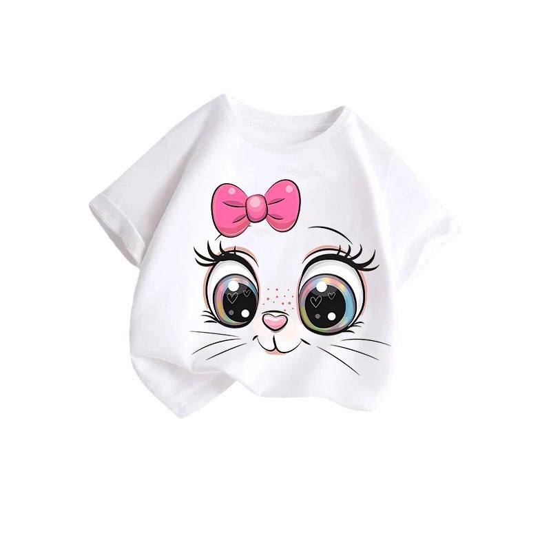Camiseta de manga corta para niñas, estilo transfronterizo, novedad de verano 2026, top infantil elegante, ropa de verano de media manga para niños