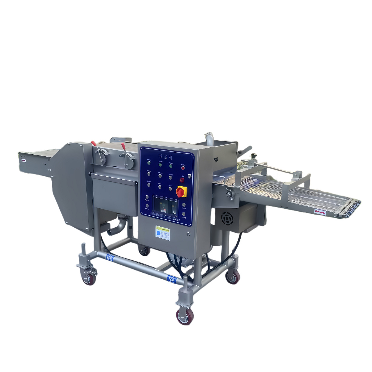 Caja de lotus tempura máquina de remojo automático de pulpa para pastel de carne, equipo de envoltura de salvado, pescado amarillo, camarón y envoltura de pulpa, freidora