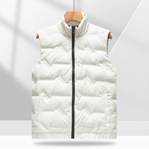 Men's  New Down Vest, Stand-up Collar, White Goose Down, Trendy Warm Leisure Jacket for Autumn and Winter