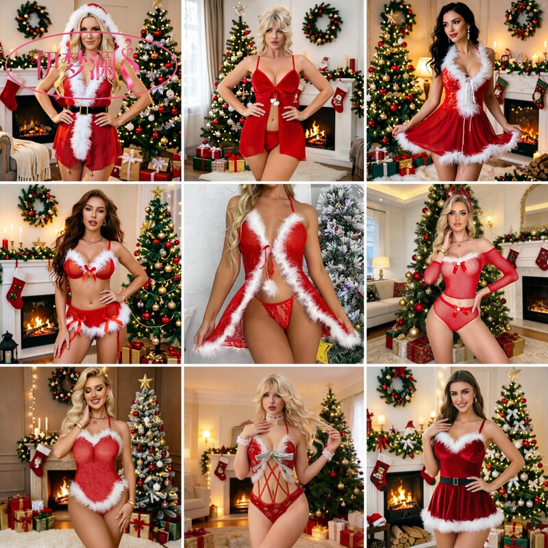 Yimenglan Christmas Pure Desire Style Outfit: Red Strapless Christmas Stage Performance Dress, Lace Sexy Women's Nightgown Yimenglan Christmas Pure Desire Style Outfit: Red Strapless Christmas Stage Performance Dress, Lace Sexy Women's Nightgown