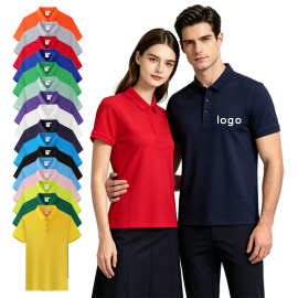 210克仿珠地棉高质量POLO衫定制印图logo男女短袖上衣跨境外贸