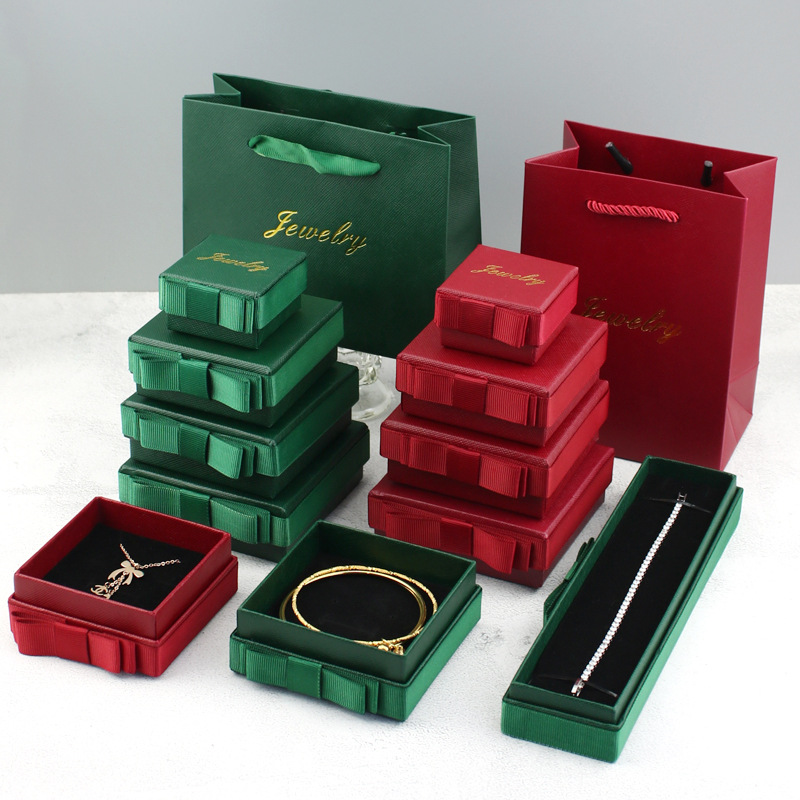 Dark Green Bow Jewelry Box Ornament Packaging Jewelry Box Ring Necklace Box Bracelet Bracelet Box Jewelry Box