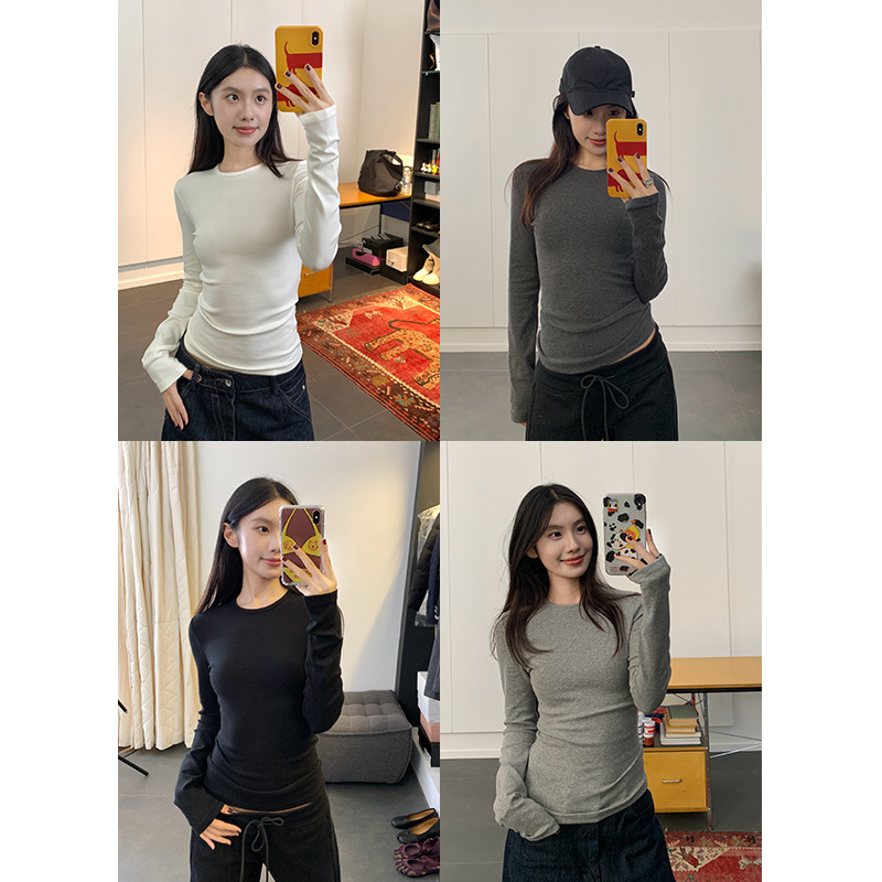 楠涛羊毛混纺软糯弹力打底衫女2025秋冬内搭修身甜辣正肩t恤上衣