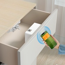 抽屉锁免开孔 防盗感应电子锁暗装储物衣柜锁 智能免打孔隐形暗锁