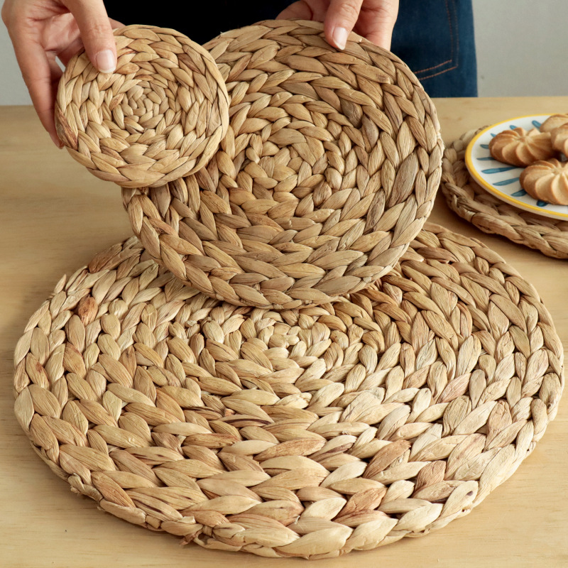 Alfombra de paja estilo japonés posavasos ceremonia del té tetera creativa estera de aislamiento del hogar antideslizante mantel individual