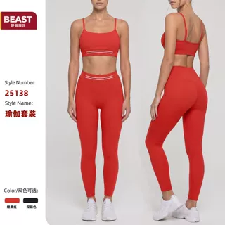新款瑜伽服运动套装女透气排汗普拉提训练服户外运动瑜伽服两件套