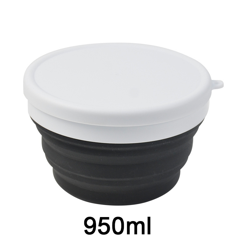 Caja de almuerzo plegable portátil de silicona al aire libre, tazón plegable creativo, cubierta de cubierta plegable