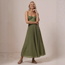 跨境外贸亚马逊欧美新款2025舞会伴娘晚礼服露背深V性感连衣裙女