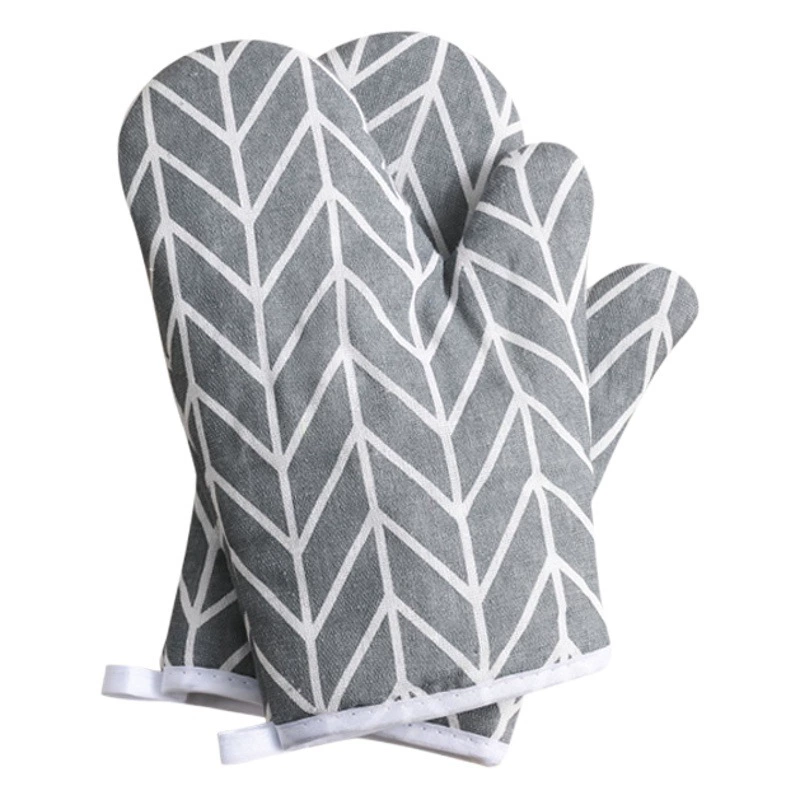 Хлопковые и льняные перчатки для микроволновой печи, утолщенные, для кухонной выпечки, изоляция для духовки, устойчивые к высоким температурам, с цветочным узором, утолщенная изоляция.