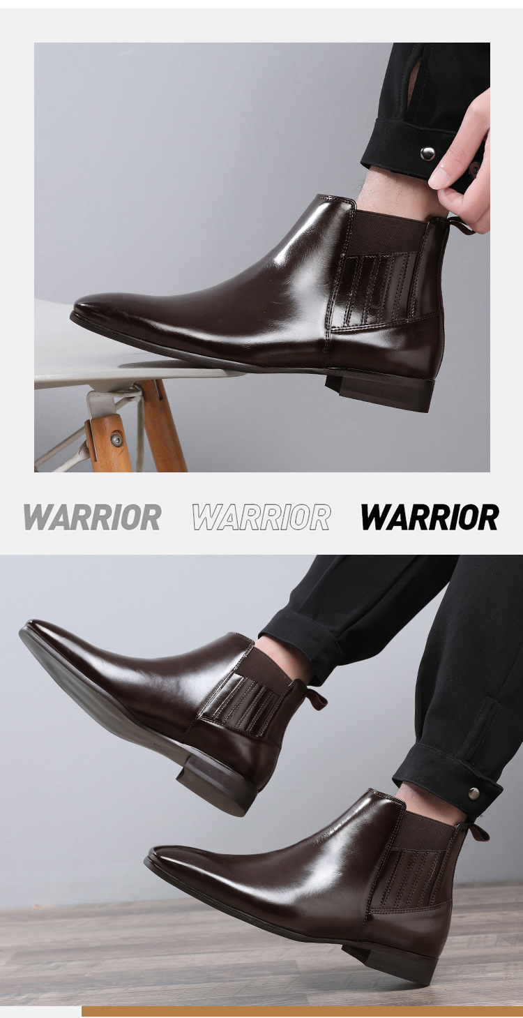 Schlichte High-Top-Business-Schuhe aus Leder für Herren_voghion.com