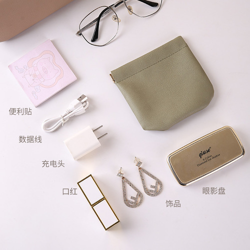 Automatic closure wired earphone travel bag, lipstick makeup bag, small mini portable digital bag, data cable storage bag
