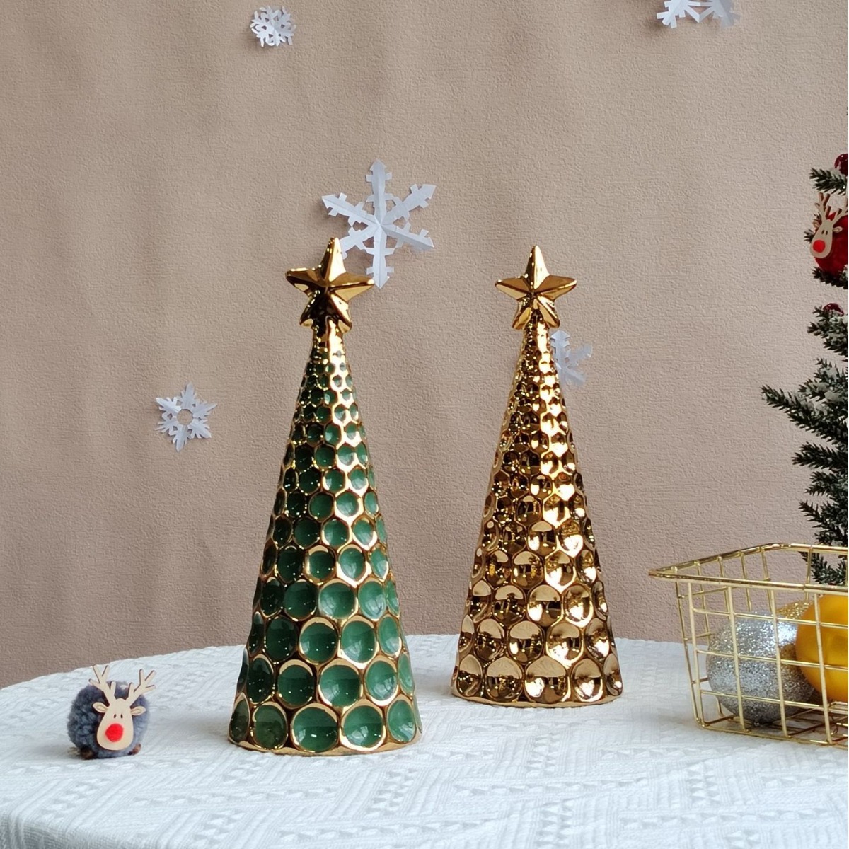 ins圣诞树陶瓷工艺品欧美风小型桌面摆件圣诞万圣节系列