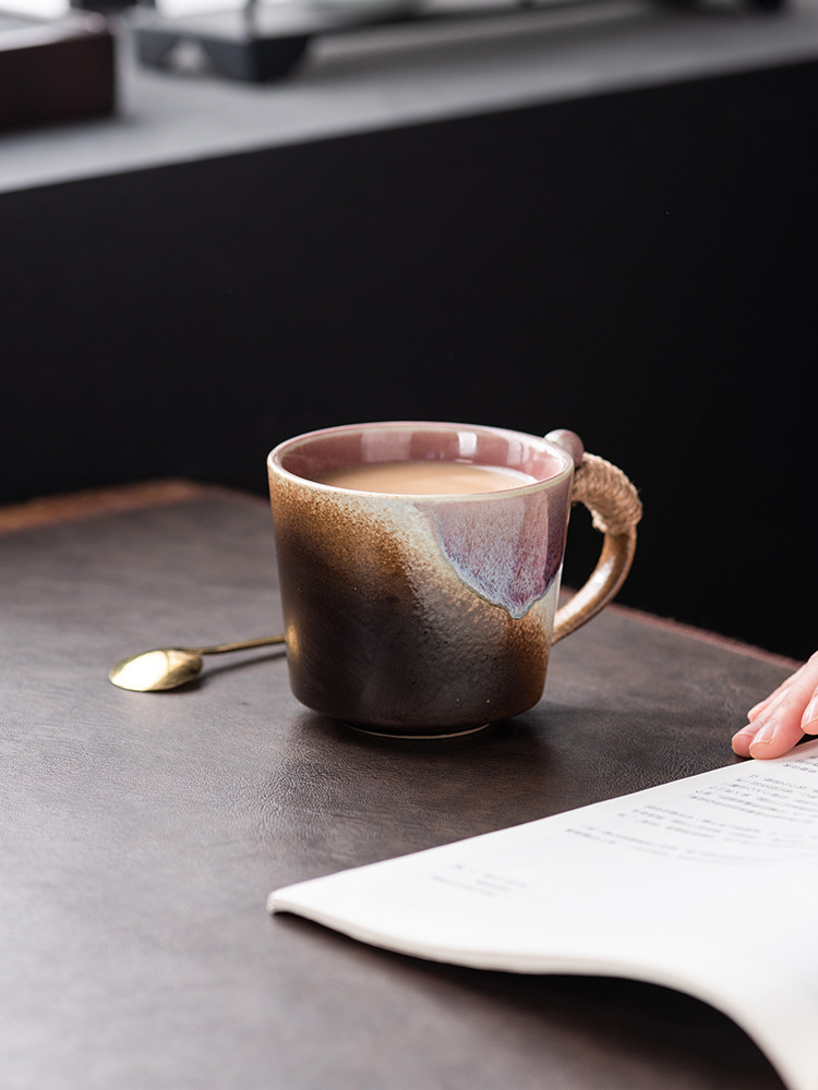 Wabi Sabi Ceramic Mug Vintage Rustic Handmade Coffee Cup_voghion.com