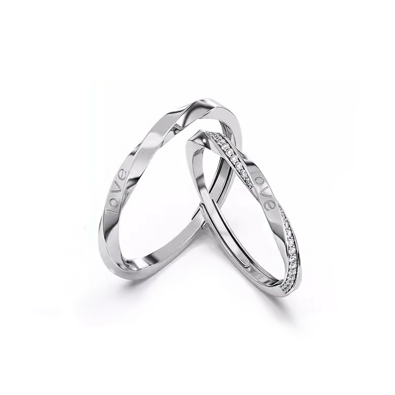 Mobius Ring New LOVE Love Couple Ring s925 Sterling Silver Opening Adjustable Ring for Girlfriend