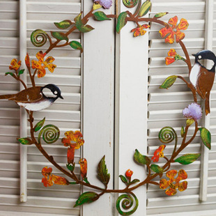 Cross-border metal garden art wreath tits metal wreath bird window hanging wreath wrought iron wreath bird window pendant