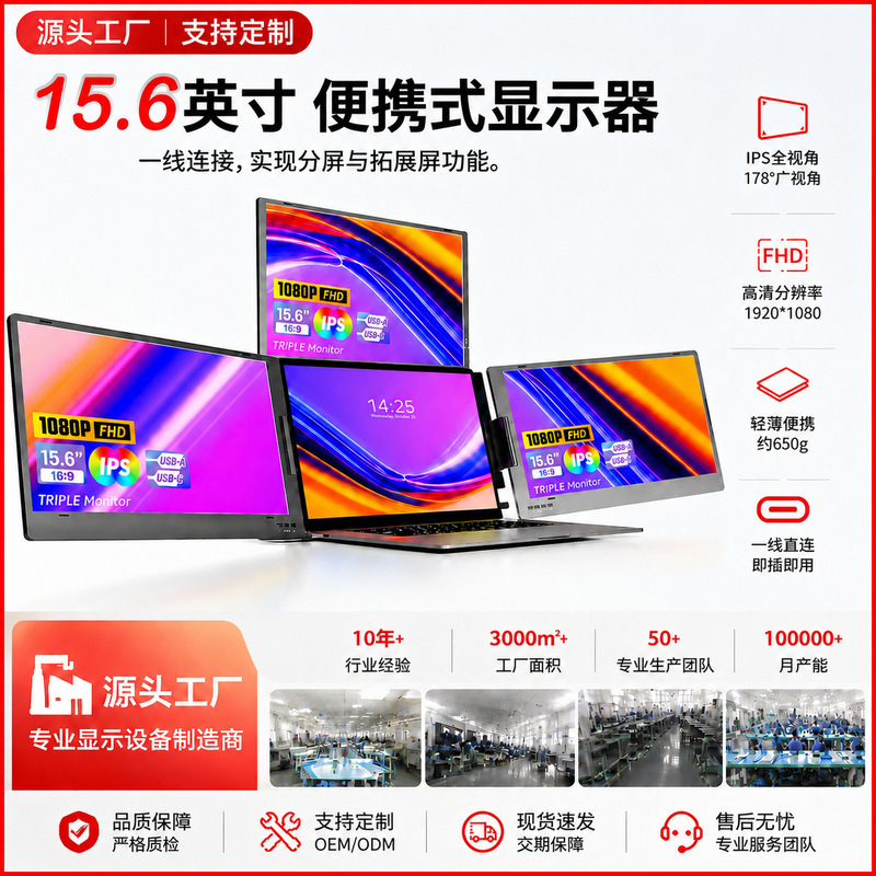 15.6inch Three-Screen Multi-Screen Expansion Screen for Office and Stock Trading, External Split-Screen Portable Laptop Secondary Screen Monitor 15.6inch Three-Screen Multi-Screen Expansion Screen for Office and Stock Trading, External Split-Screen Portable Laptop Secondary Screen Monitor