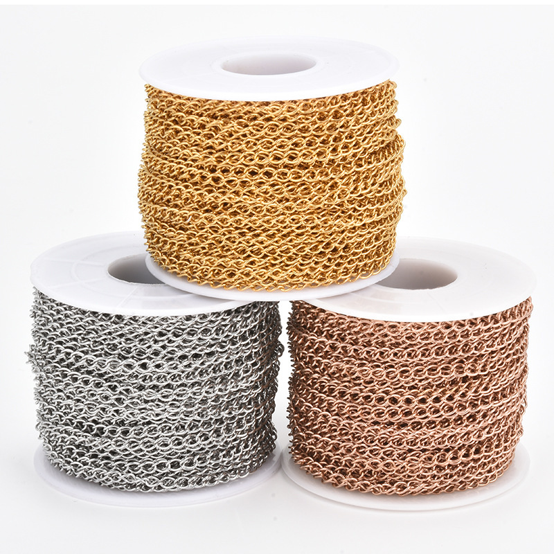 Cross-Border Hot Selling Color-Preserving Vacuum Plated 18K Gold Stainless Steel Tail Chain Necklace Bracelet Adjustment Chain DIY Jewelry Extension Chain