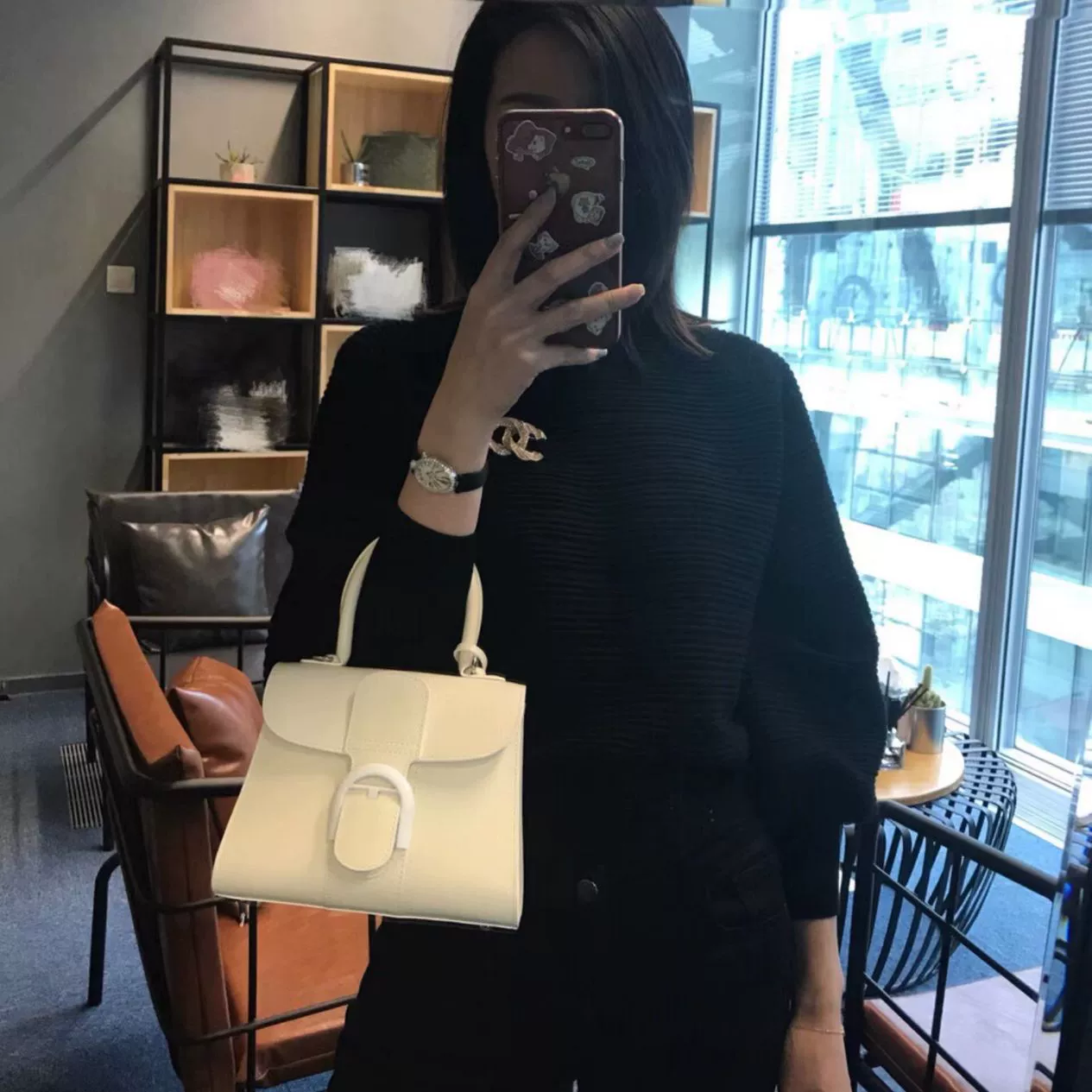 Новая Snow White Brilliant Color Block Box Leather Horseshoe Buckle Crossbody Bag Hood Class Horizontal Handbag