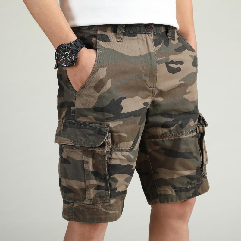 European and American Retro Men's Outdoor Loose Multi-Pocket Sports Camouflage Cargo Shorts Straight Mid-Length Summer Shorts