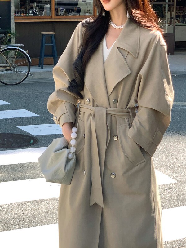 ICELOLLY巨好看收腰短款风衣外套女2025新款早秋小个子中长款大衣|undefined