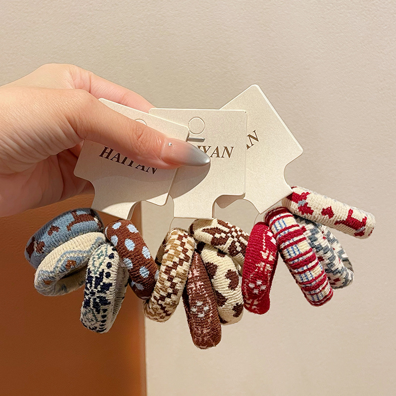 Nuevo estilo coreano cuadrado color contraste amor perrito anillo de pelo dulce lindo cabeza cuerda de goma alta decoración de cola de caballo joyas de pelo para mujeres