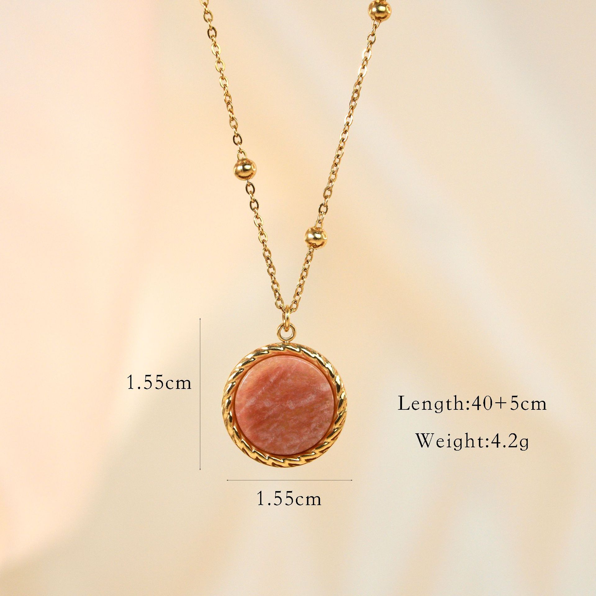 Plating Design Simple Style Geometric Natural Stone Titanium Steel Pendant Necklace In Bulk